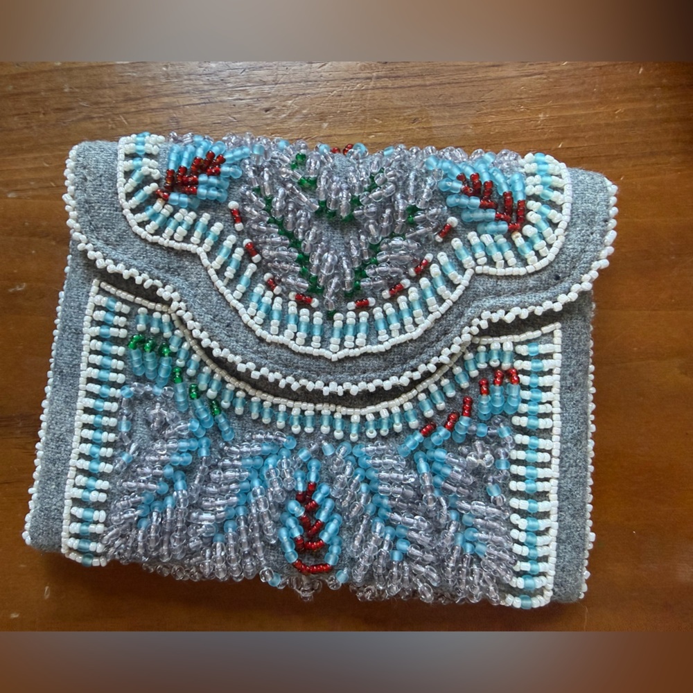 Tory Burch intricately beaded card case